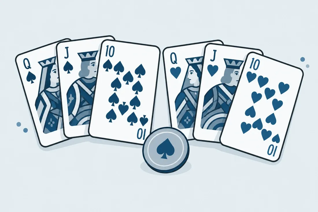 Pinochle med spelkort utlagda
