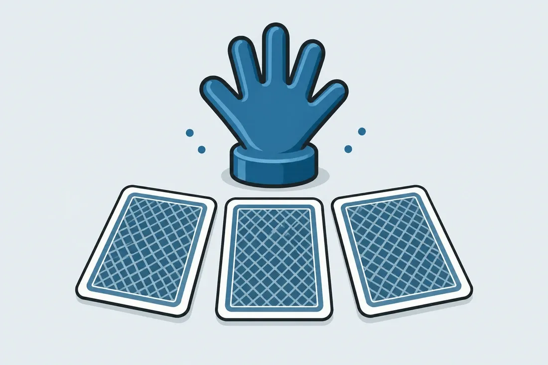 Röda handen med hand och spelkort