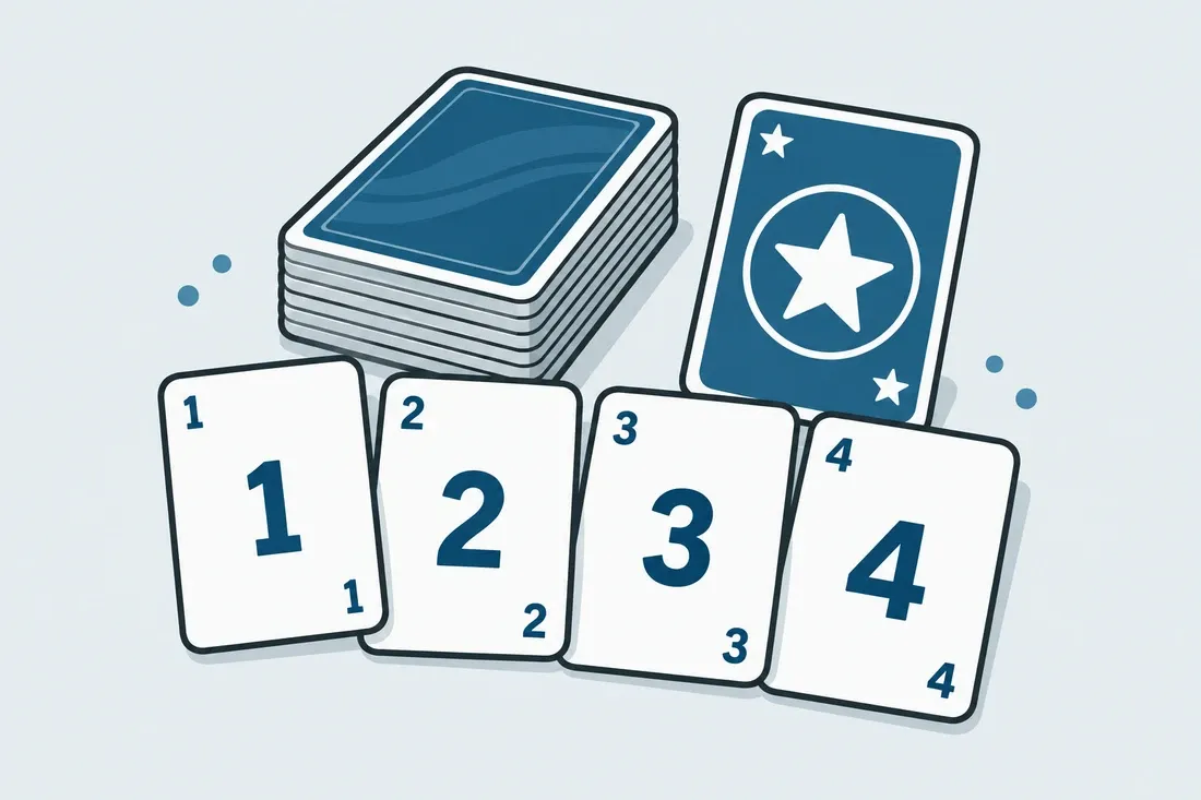 Skip-Bo med numrerade kort i högar
