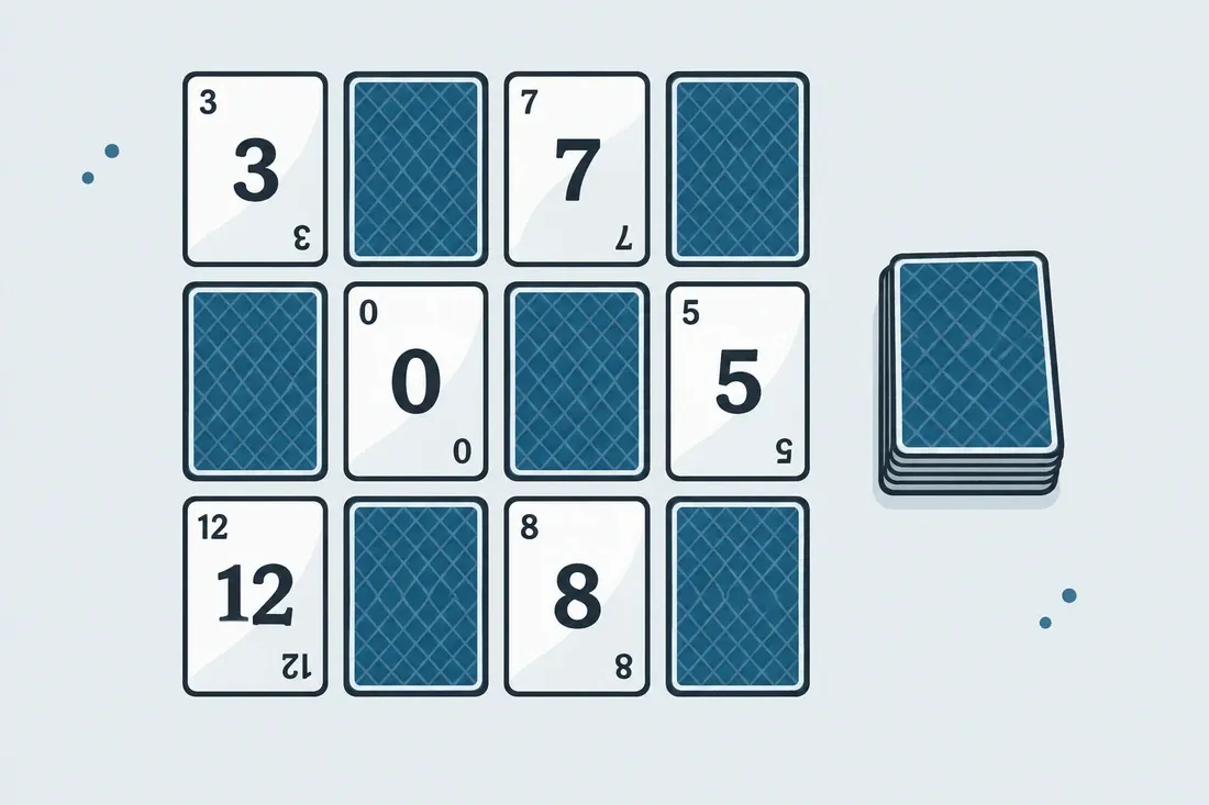 Skyjo med sifferkort i rutnät